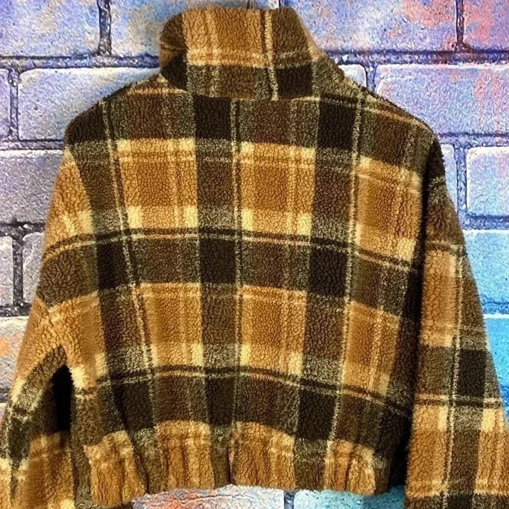 Zaful Women’s Cropped Jacket Quarter Zip Brown Tan US 8 Large - Picture 8 of 8